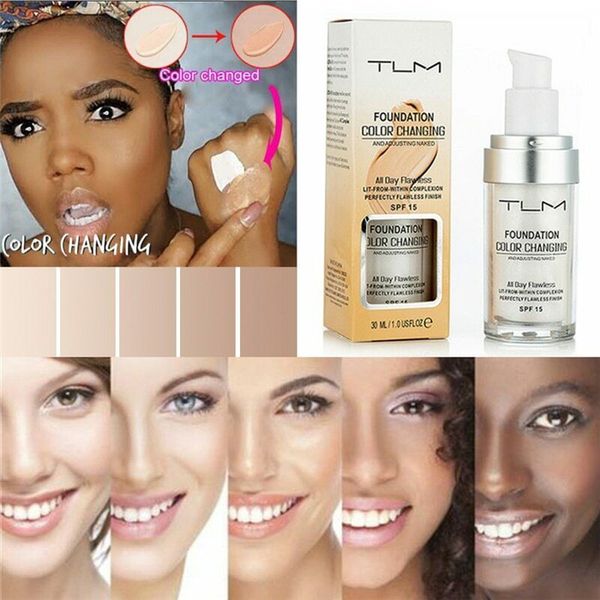 

tlm color changing liquid foundation 30ml makeup change to your skin tone by just blending hydrating long lasting makeup foundation