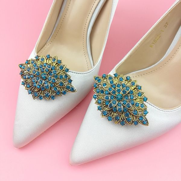 

2pcs vintage style rhinestone crystal shoe buckle leaf type shoes clips shoes decoration for wedding shoes pair, White;pink