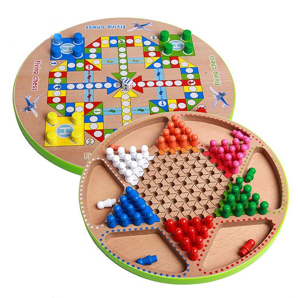 

children's education wooden chess toys multifunctional checkers flying chess deskgames wooden toy gifts