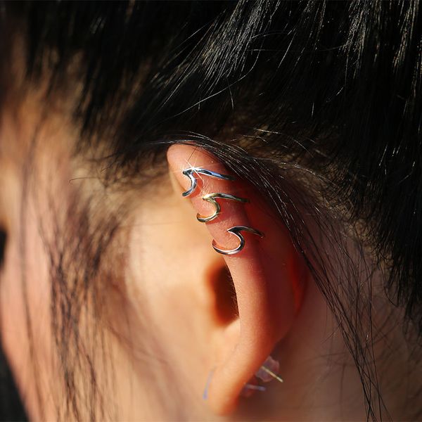

fashion visisap temperament street ssimple wave ear clip for women online unique pure earring wholesale eq086, Silver