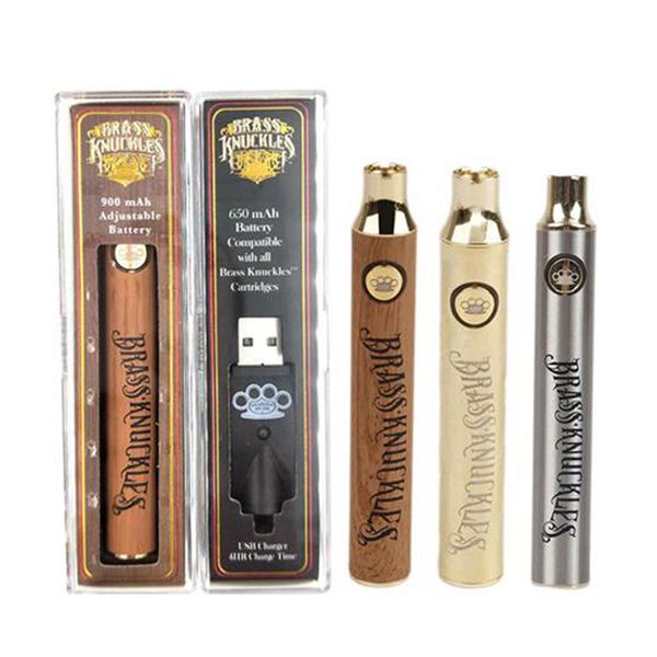 

Brass Knuckles Preheat Battery 650mah 900mah Golden Wood Preheating Batteries VV Vape Pen 510 Thread for Connected Abracadabra EC008