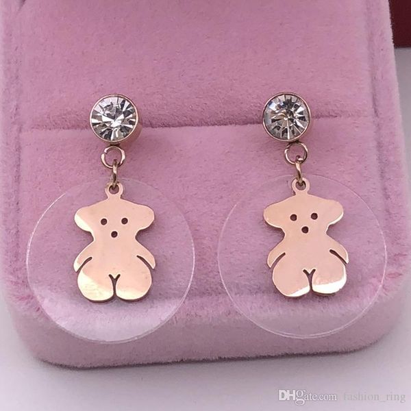 

2019 fashion brand jewelry 316l stainless steel lover's earrings stud luxury for le010 men women couples rose gold silver gold party gi, Pink;blue
