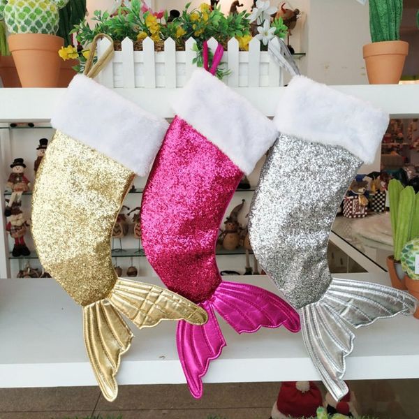 

рождественские украшения русалка чулок подарочная упаковка сумки bling bling бисером флип хвост носки xmas домашнего декора dhl ship an2147