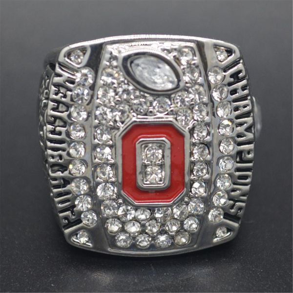 

2014 ohio state buckeyes college big ten football championship ring with wooden display box fan men gift wholesale, Golden;silver