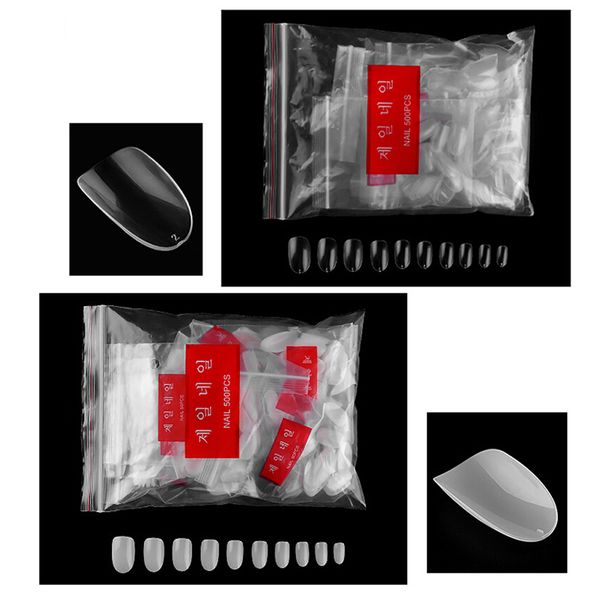 

500pcs french false acrylic nail tips uv gel ultra flexible - size #0- #9 - pack of 500 tips fake nail clear white natural, Red;gold