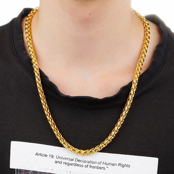 

24k gold chain necklace gold rock punk fine style men long choker chain hip hop jewelry erkek kolye never fade, Silver