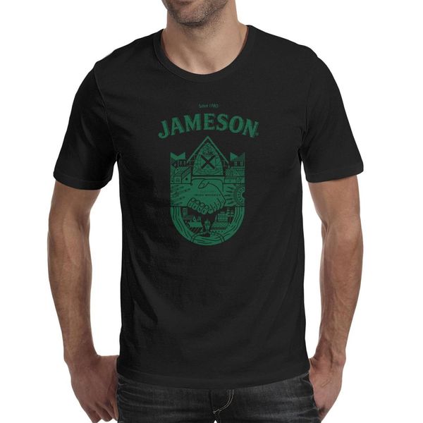 

fashion mens jameson irish whiskey logo black round neck t shirt undershirt crazy shirts, White;black
