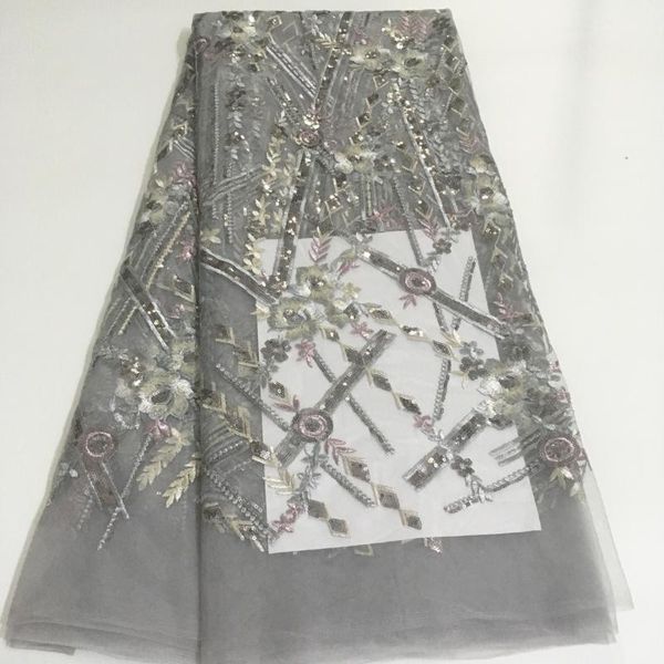 

2020 latest sequins design french tulle lace fabric african nigerian sequins mesh lace fabric for wedding lyx07c, Pink;blue