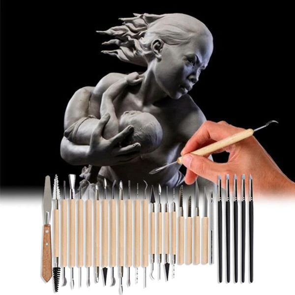 

27pcs polymer slime sculpting tools set wood models art projects pottery tool home gadgets and accessories carving pen drop