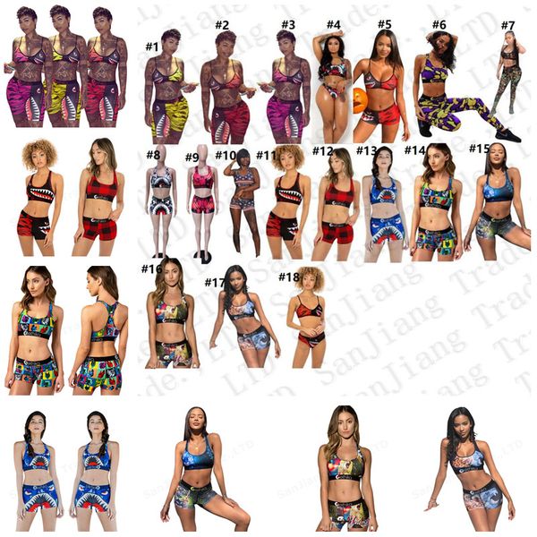 

women swimsuit two piece bikini set vest tank bras shorts swimwear ladies tankini beachwear camo bathing suit 18 color e22908, White