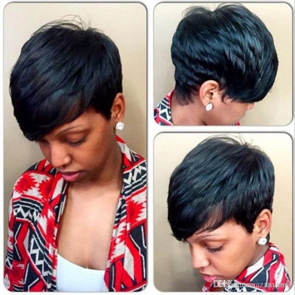 

парик женский мода короткий парик оголовье из химического волокна волос женский короткий жар, Black