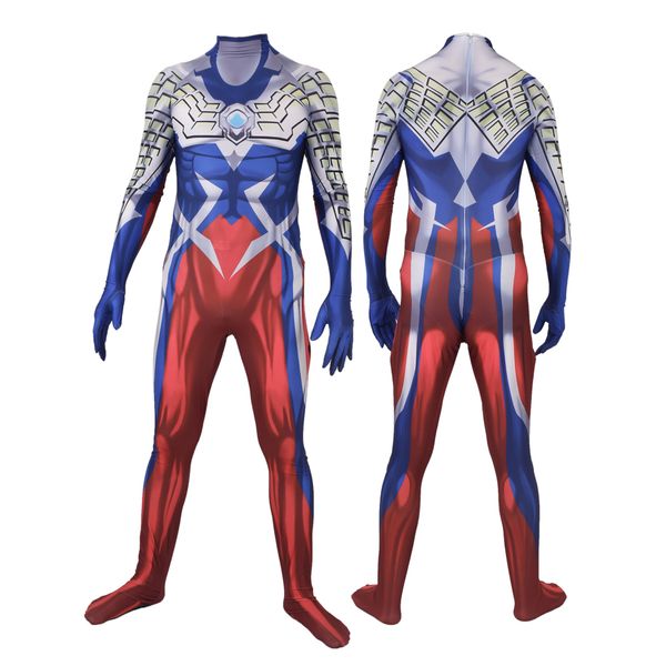 

child ultraman zero cosplay costume halloween superhero lycar spandex zentai bodysuit catsuit jumpsuit, Black;red