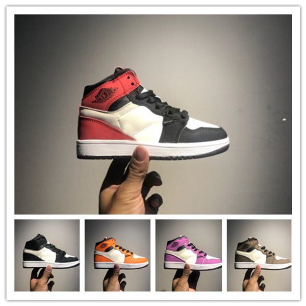 

2019 дизайнер дети баскетбол обувь chaussures enfants mid cactus jack тапки дети спорт 1 1s мальчик девушки малышей тренер кроссовки, Black