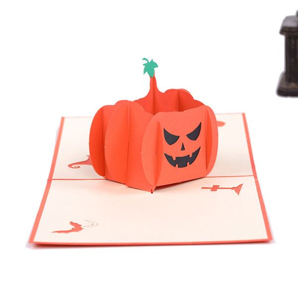 

sell handmade creative kirigami origami 3d pop up christmas pumpkin happy new year print greeting cards