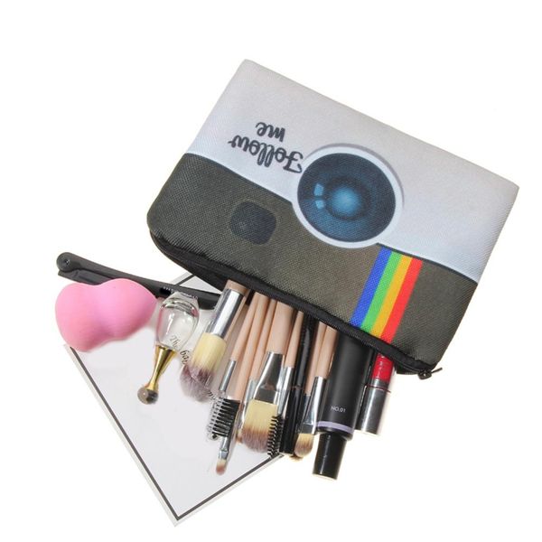 

3d camera print travel cosmetic bag zipper organizer for travelling storage toiletry kits brand travel makeup case new arrival