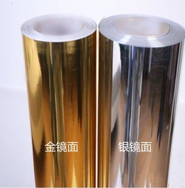 

silver gold mirror film wallpaper self adhesive reflective film contact paper diy metallic wallpaper 5m/roll