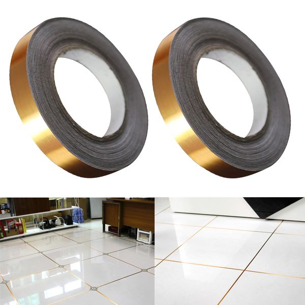 

2pcs wall floor decor gold foil self adhesive tile stickers tape-5mmx50m-easy to peel and stick