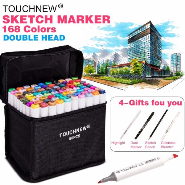 

touchnew 30/40/60/80color dual head art marker set alcohol sketch markers pen for artist drawing manga design art supplier