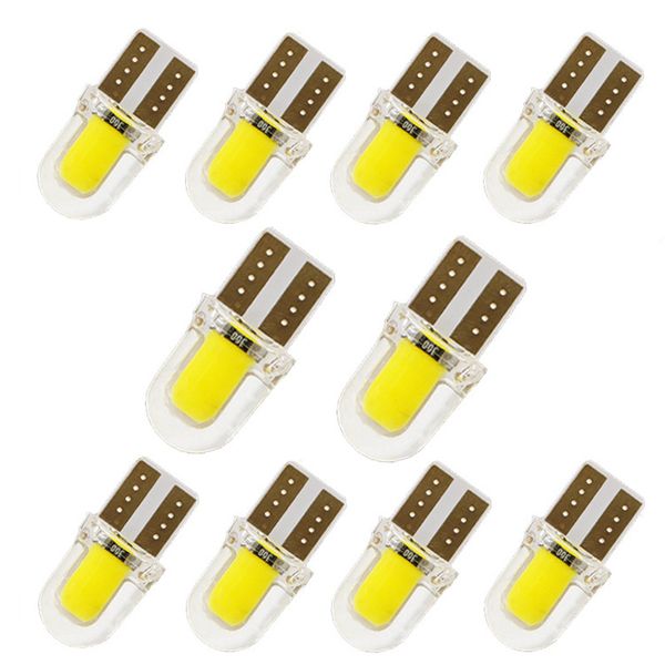 

briday 10pcs led t10 194 168 w5w cob led parking bulb auto wedge clearance lamp canbus silica bright white license light bulbs