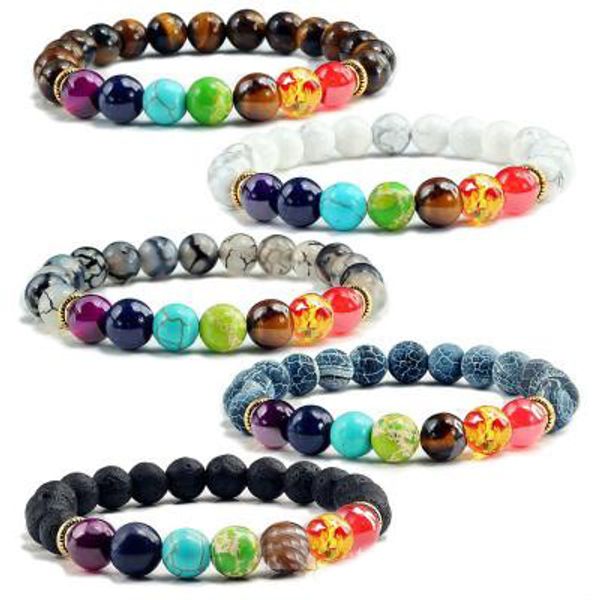 Venda imperdível clássico pulseira de pedra vulcânica para homens preto lava talão pulseiras elástica corda personalidade presente jóias casal jóias n24y