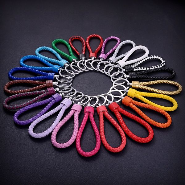 

2017 creative new products cool weaving leather rope car keychain ring men's women's waist gua jian lian cute gift