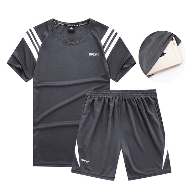 

running sport suit men o-neck football sportwear with pocket jogging sets male gym clothing training fitness tracksuit men, Black;blue