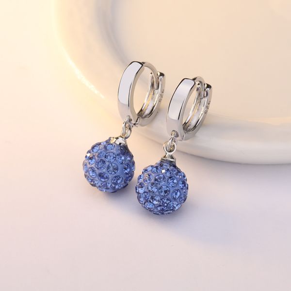 

elegant 10mm crystal beads earrings for girls women 925 sterling silver ball earrings party wedding gifts, Golden