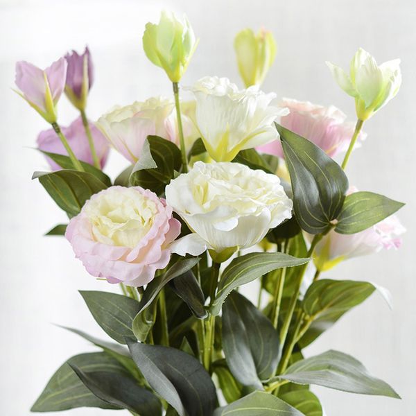 

european artificial flower 3 heads fake eustoma gradiflorus lisianthus christmas wedding party home decorative