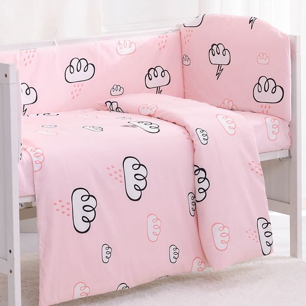 

6/9pcs pink cloud baby bedding crib protector toldder bed cartoon cot bumpers duvet baby decoration 120*60/120*70cm