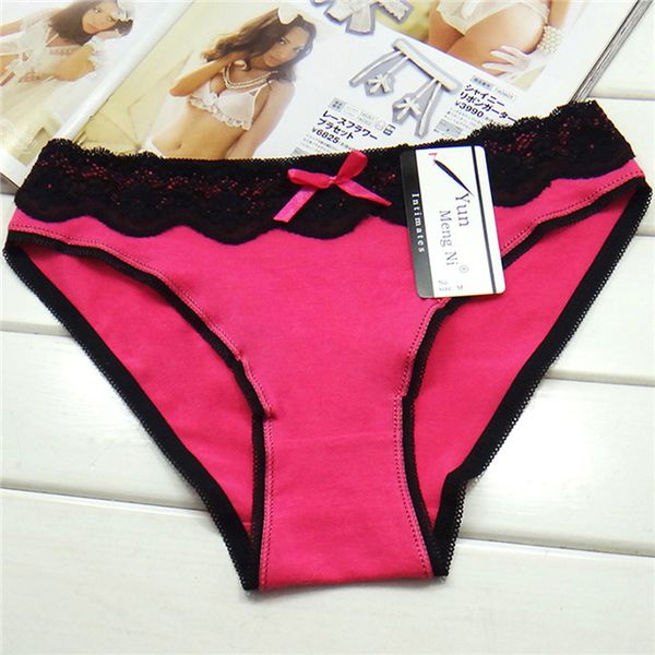 

2020 новых чистого хлопка контраст соответствия цвета кружева кружева дамы трусы сексуальные дамы нижнее белье бесшовные сексуальные трусы, Black;pink