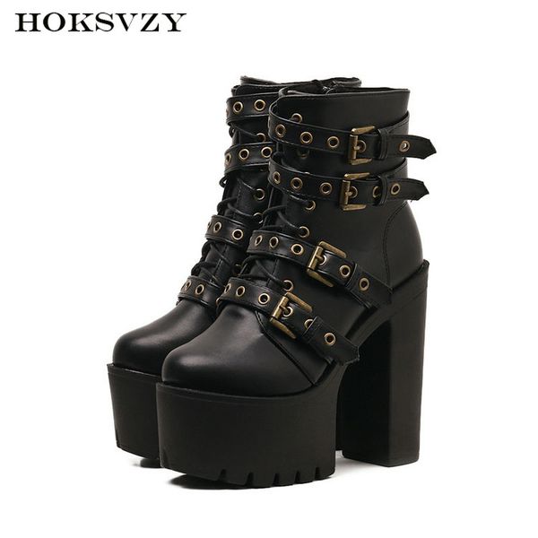 

15cm heels winter classic hate day high thick bottom thick heel waterproof platform high heel nightclub boots -686-6, Black