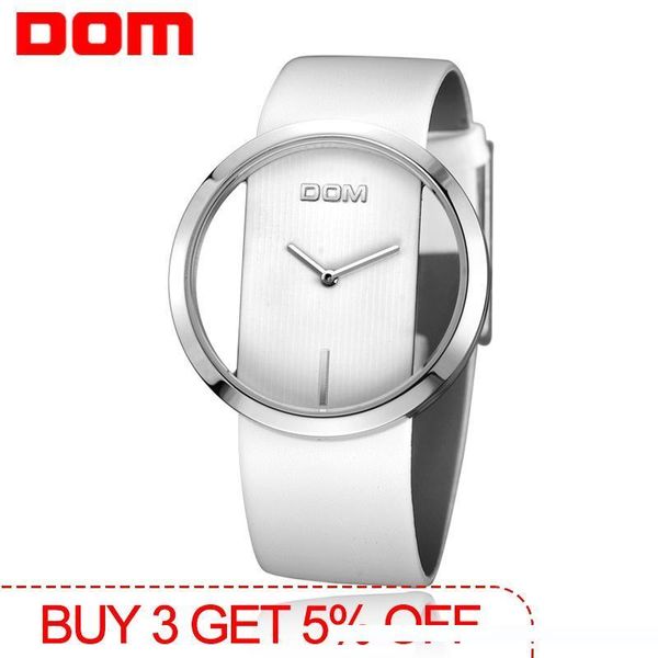 

watch women dom brand luxury fashion casual quartz unique stylish hollow skeleton watches leather sport lady wristwatches 205l sh190929, Slivery;brown