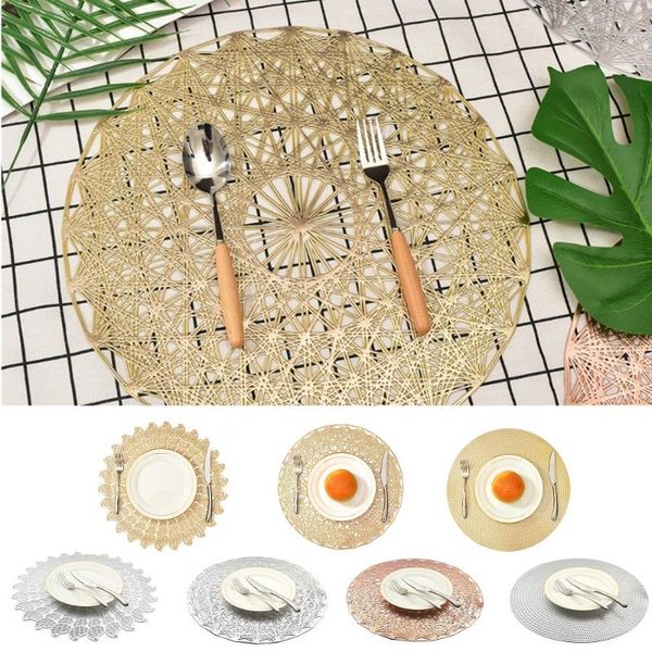 

hollowed-out pad round pvc placemat heat insulation table mat wear resistant non-slip table pad for kitchen dining