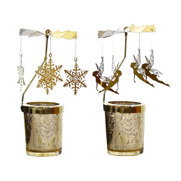 

2pcs rotating metal candle holder fairy candlestick for dinner party decor