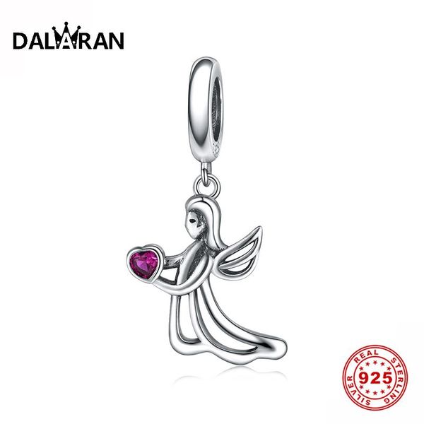 

dalaran 925 sterling silver angel bead pendants fit original charms bracelet & bangle for women diy jewelry making gift, Blue;slivery