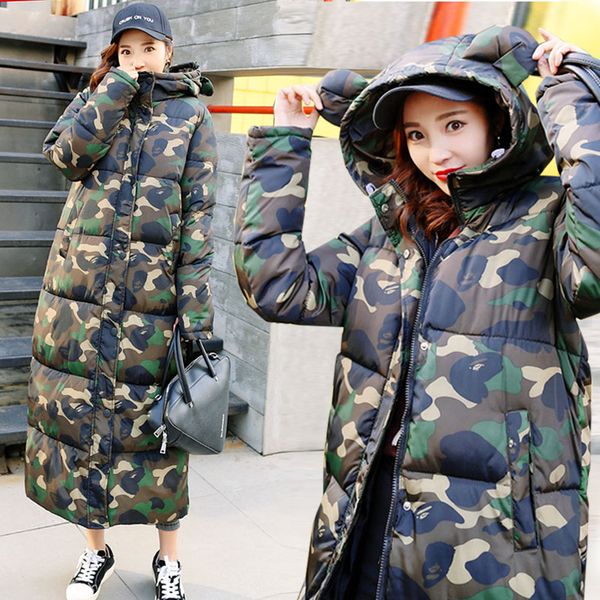 

new fashion winter jacket women down coat female thick down jacket woman long coats warm printing clothes, Black