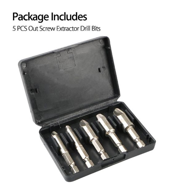 

dishykooker 5pcs damaged screw extractor remove set easy out bolt screw extractor drill bits 10*7*2cm silver color