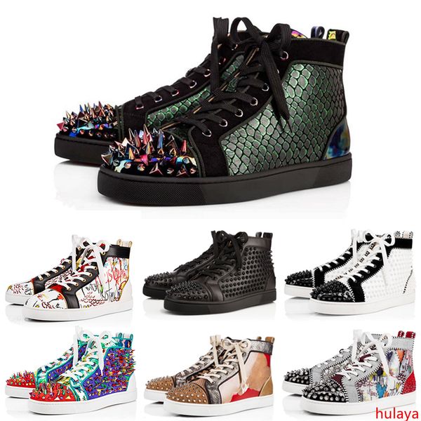 

new designer shoes spikes chaussures red suede leather men women flat bottoms luxury casual shoes fashion sneakers 36-47 with dust bag