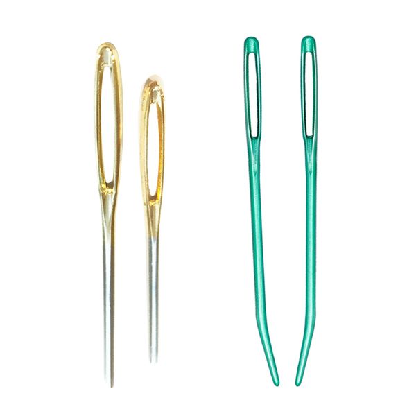 

2x sets curved tip darning needles embroidery + 2 blunt needles for tapestries, Black