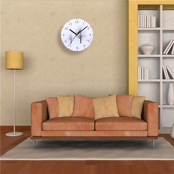 

creative european wooden wall clock round digital dial nature printed wall clocks bedroom living room decoration for home