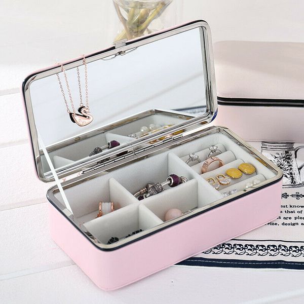 

mini portable travel jewelry box organizer portable travel leather jewellery ornaments case storage