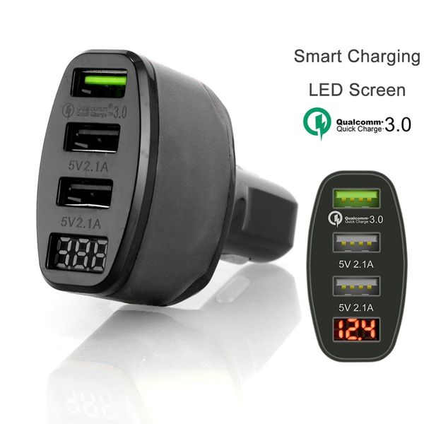 

12-24v 3-port usb 4.2a quick charge 3.0 car charger lighter adapter led screen fast charging power adapter