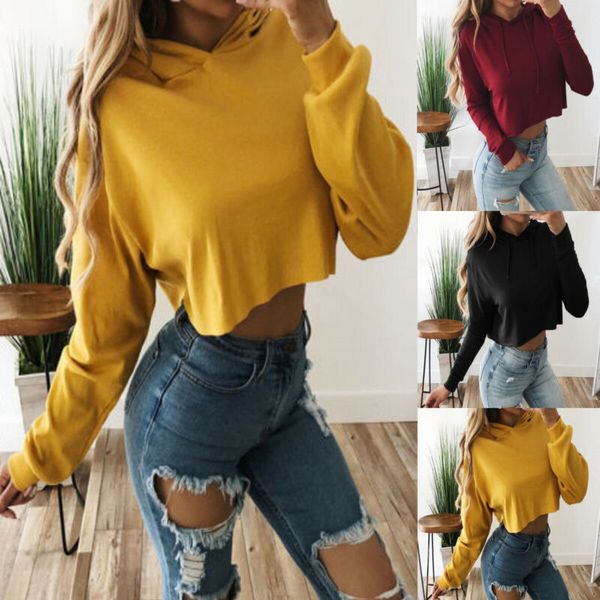 

women winter long sleeve loose hoodie jumper pullover solid sweatshirt, Black