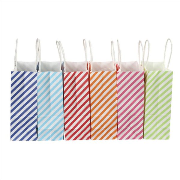 

gift wrap 12 pcs/lot striped bag with handles birthday paper gifts festive party favor 33x26x12cm