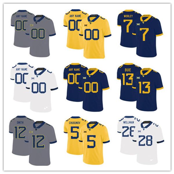 

2019 2020 new custom west virginia mountaineers wvu football jersey any name 7 grier 4 leddie brown 8 kwantel raines 32 martell pettaway, Black