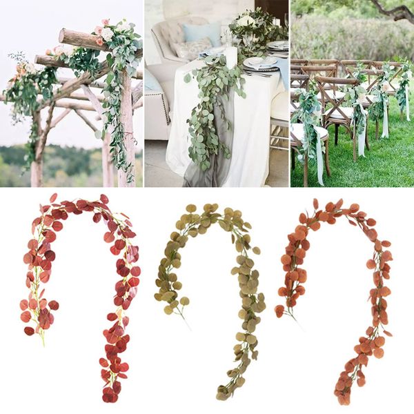 

new 2m long artificial silk hanging eucalyptus vine wedding party simulation 1.7m long wicker leaves vine decorations