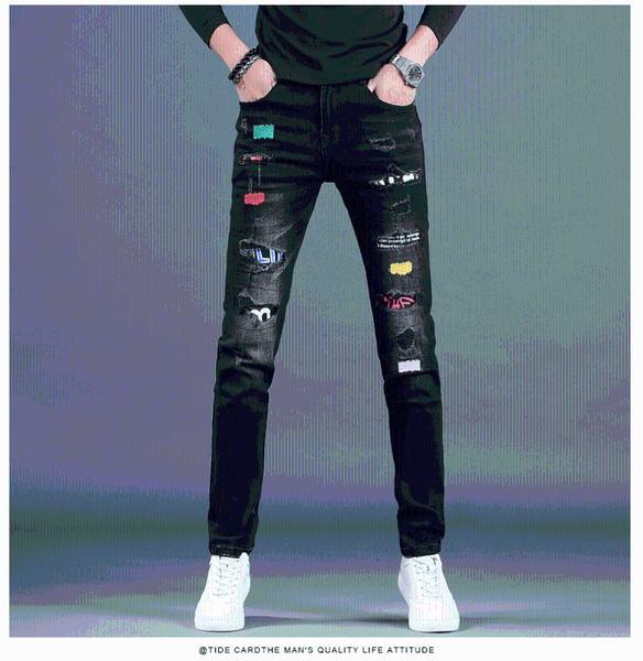 

w05445 fashion men's jeans 2020 runway european design party style men's clothing, Blue