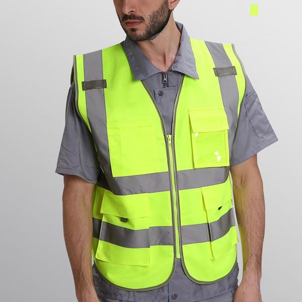 

hi-vis safety vest reflective jacket security waistcoat warp knitting cloth, Black
