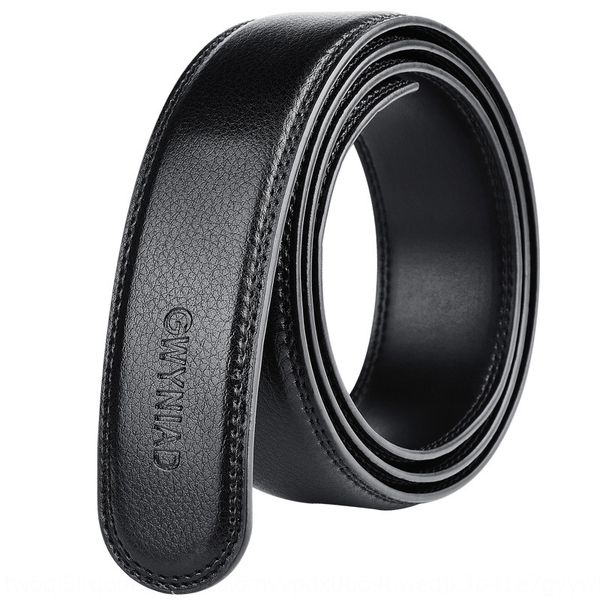 

salmon two-layer pure cowhide automatic buckle headless genuine leather belt men's belt without buckle, Black;brown
