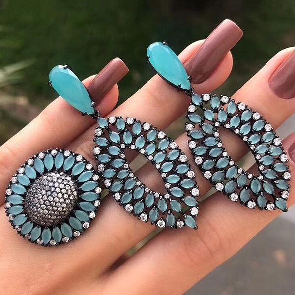 

national wind blue character temperament handmade horse eye pendant earrings for women wedding and party, Silver